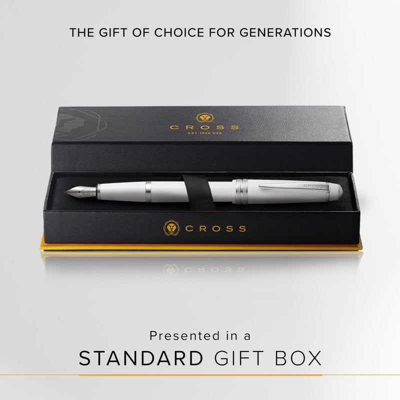 Cross Bailey Light Refillable Fountain Presented in a Everyday Gift Box - Medium Point, Black Ink, Polished White - Image 4